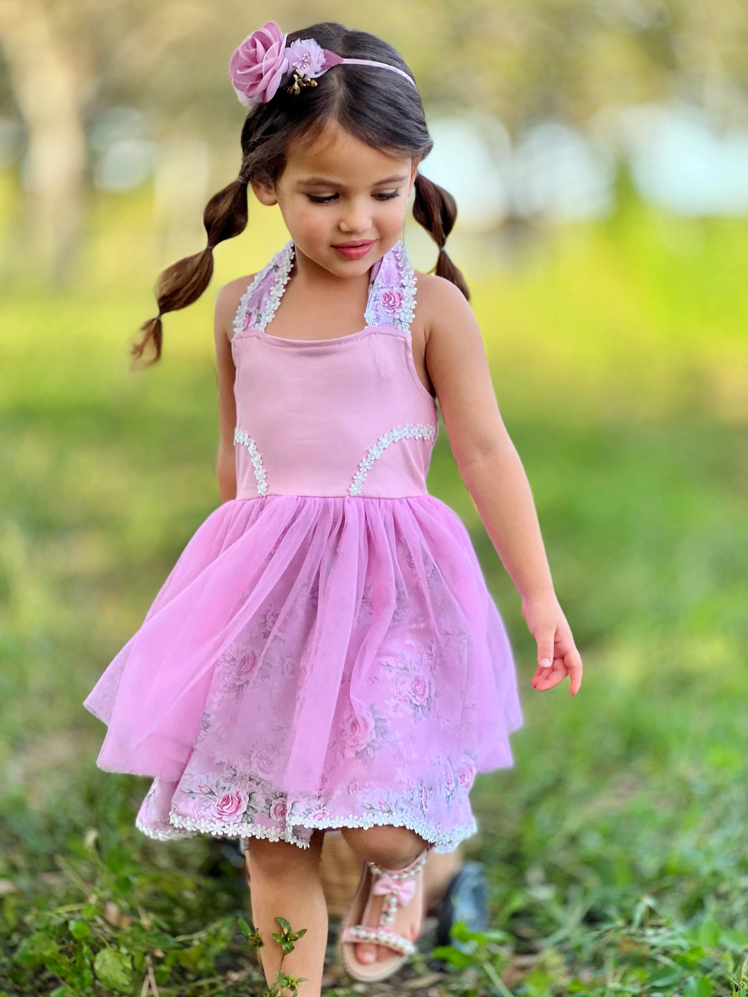 Mia Belle Girls Easter Dresses | Bunny Embroidered Tulle Dress