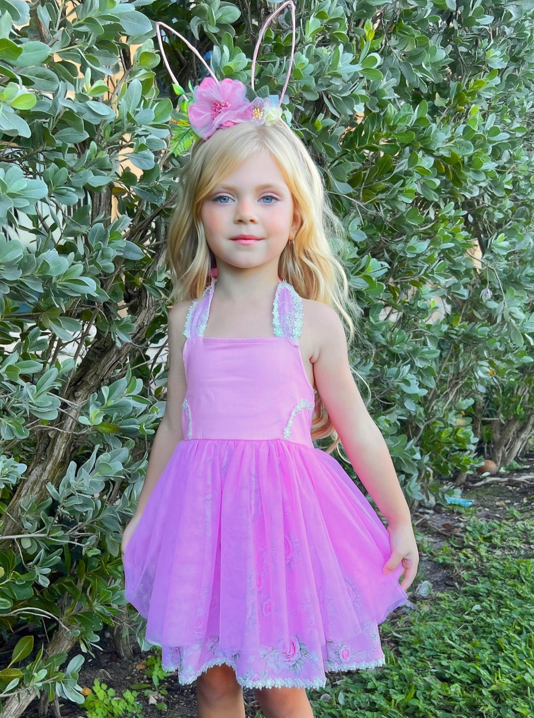 Mia Belle Girls Easter Dresses | Bunny Embroidered Tulle Dress