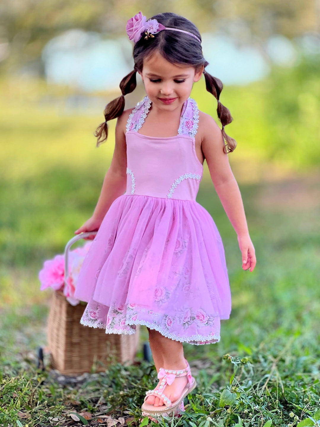 Mia Belle Girls Easter Dresses | Bunny Embroidered Tulle Dress