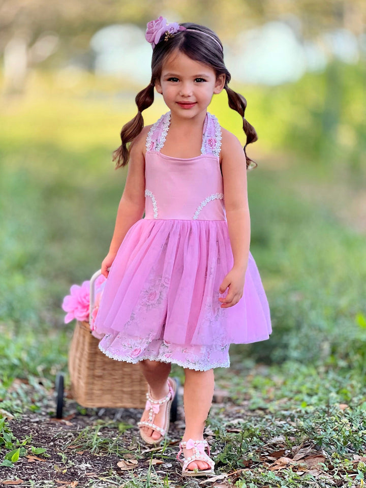 Mia Belle Girls Easter Dresses | Bunny Embroidered Tulle Dress