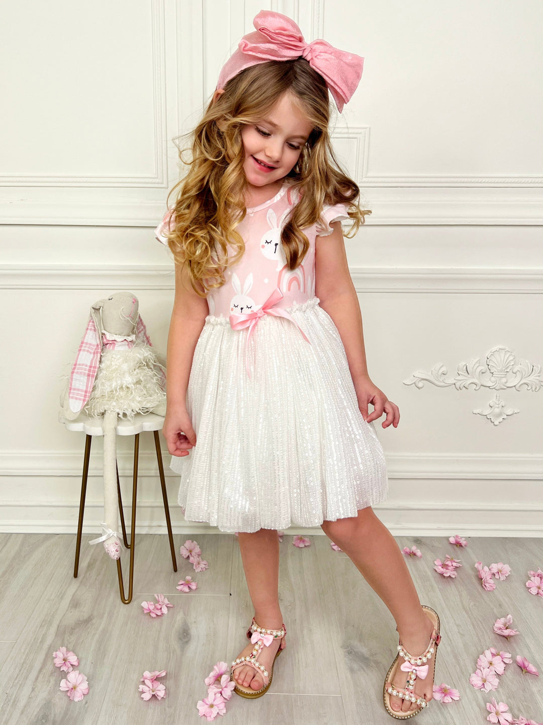 Mia Belle Girls Flutter Sleeve Sequin Tutu Dress | Easter Dresses