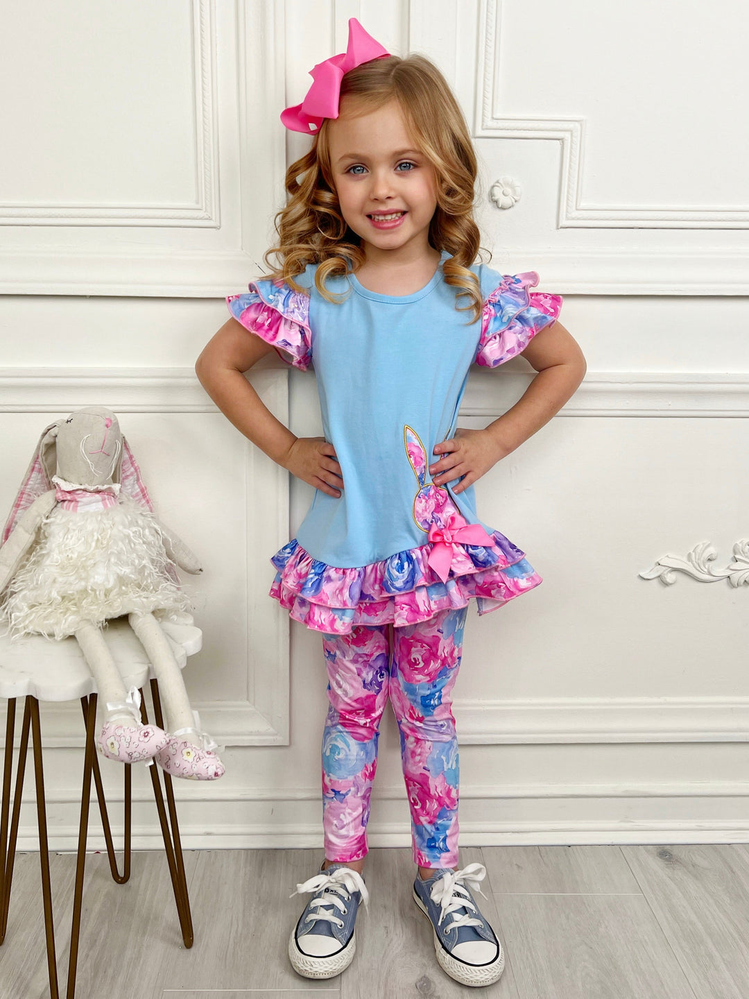 Mia Belle Girls Floral Bunny Legging Set | Girls Easter Sets