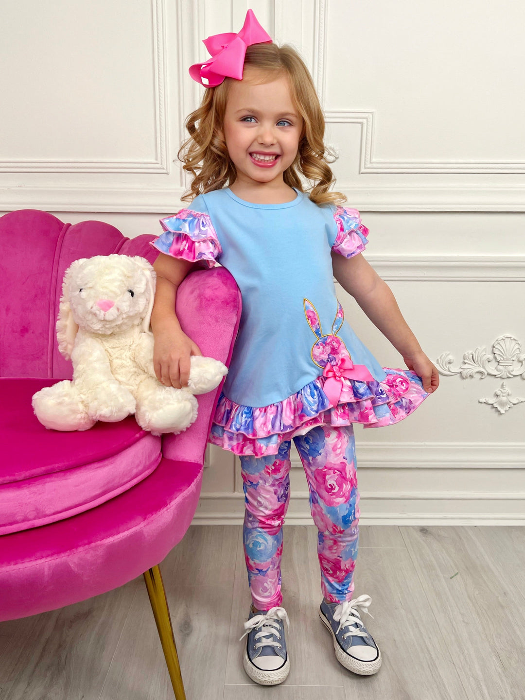 Mia Belle Girls Floral Bunny Legging Set | Girls Easter Sets