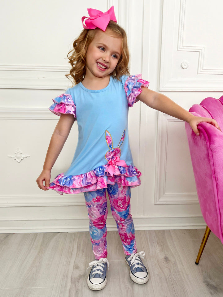 Mia Belle Girls Floral Bunny Legging Set | Girls Easter Sets