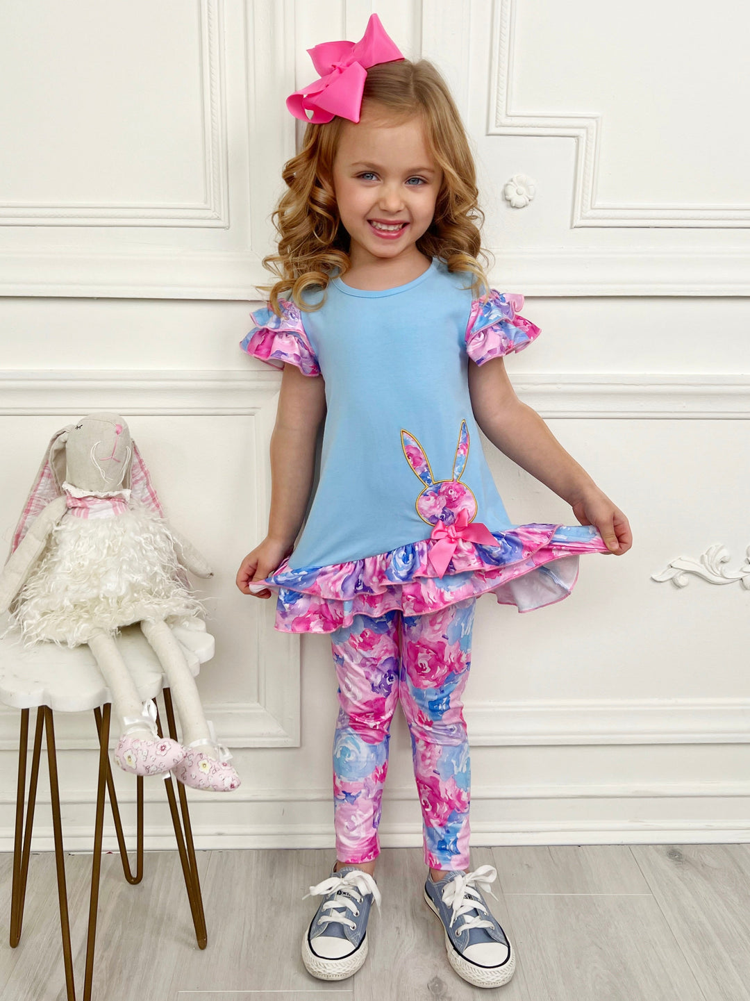 Mia Belle Girls Floral Bunny Legging Set | Girls Easter Sets