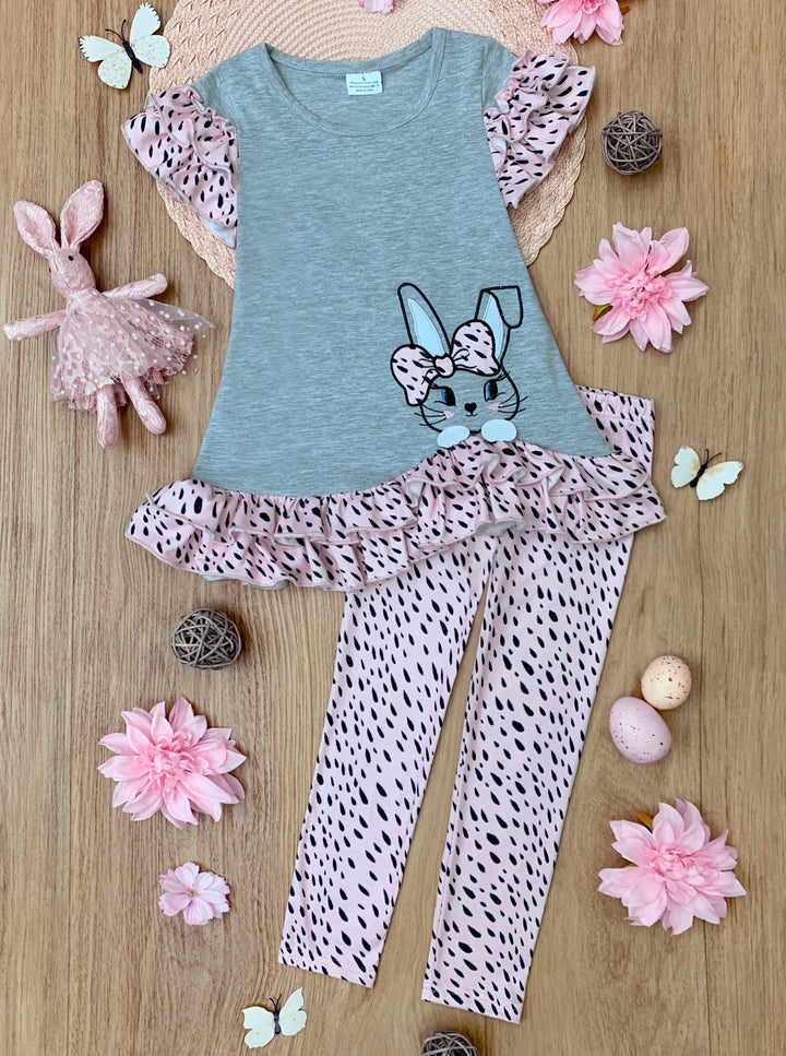 Mia Belle Girls Bunny Polka Dot Legging Set | Girls Easter Sets