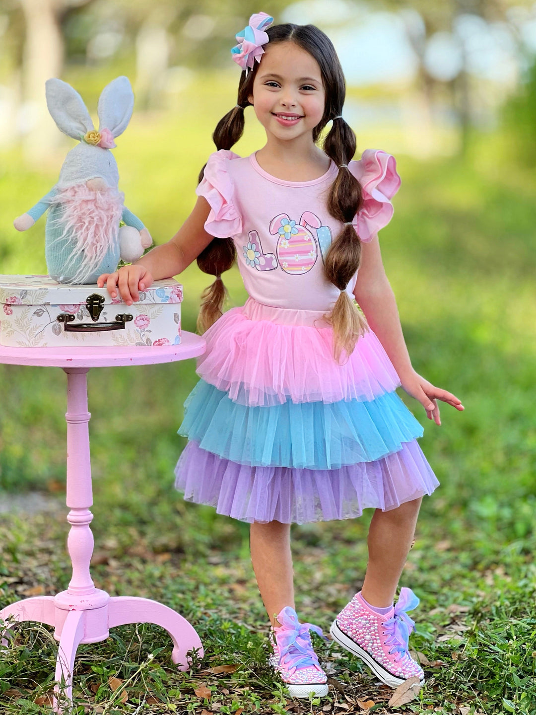 Mia Belle Girls Pastel Tutu Skirt Set | Girls Easter Sets