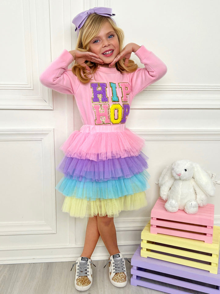 Mia Belle Girls Hip Hop Sweater And Tutu Skirt Set | Easter Sets