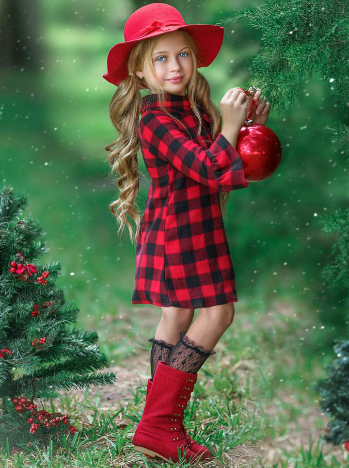 Girls Fall Dresses | Plaid Turtleneck Mitzi Dress | Girls Boutique