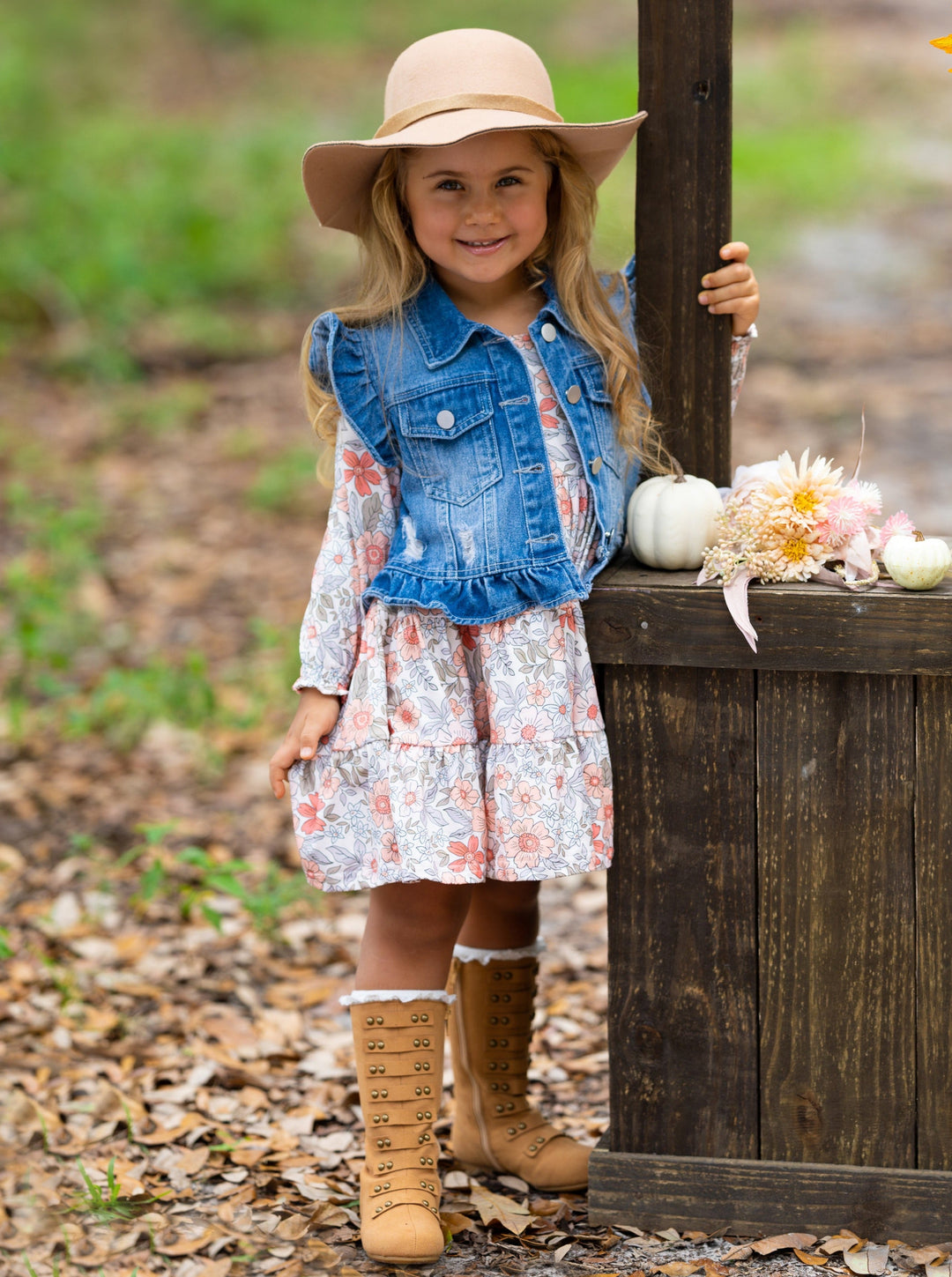 Always In Bloom Denim Vest & Floral Dress Set