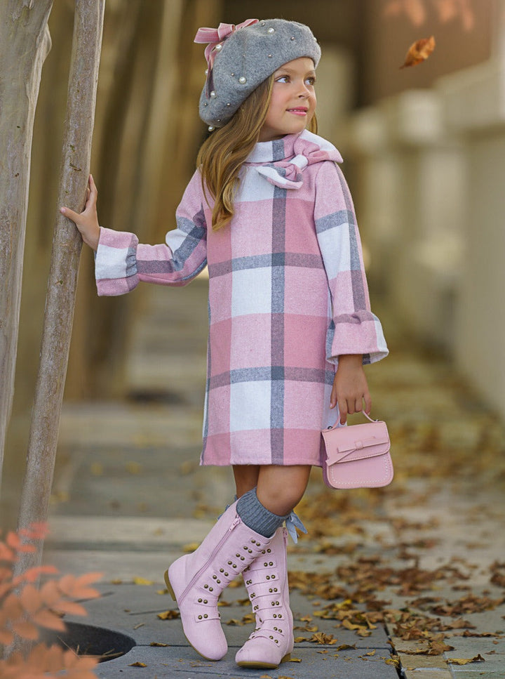 Fall In Love Pink Plaid Flannel Dress