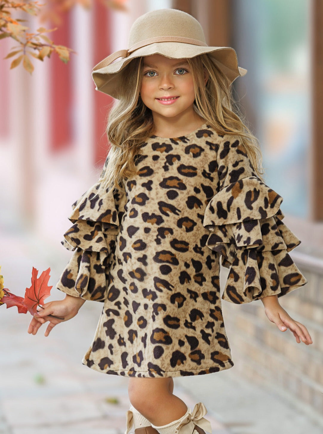 Spots In Style Animal Print Bell Sleeve Dress