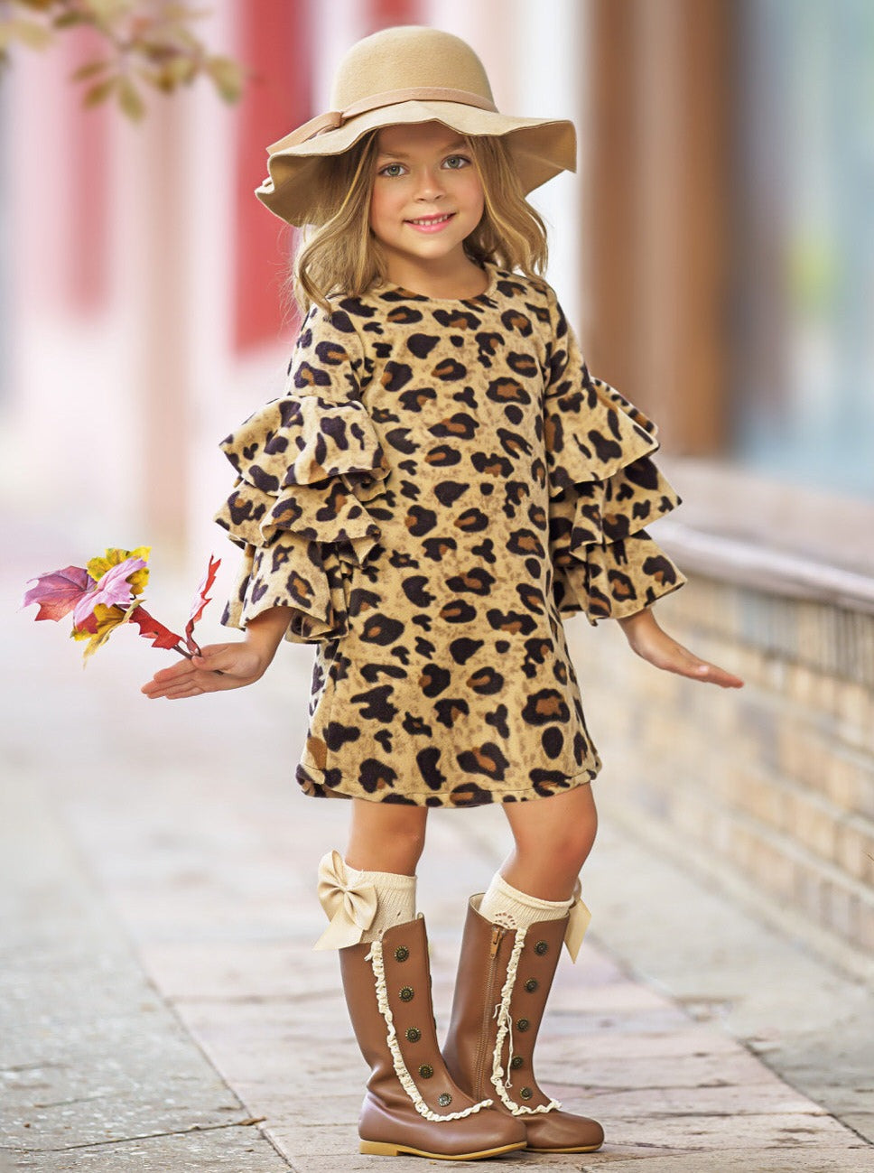 Spots In Style Animal Print Bell Sleeve Dress