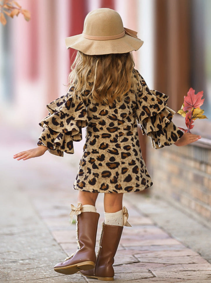 Spots In Style Animal Print Bell Sleeve Dress