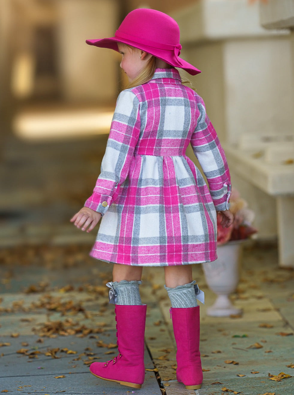 Mia Belle Girls Pink Flannel Belted Dress | Girls Fall Dresses