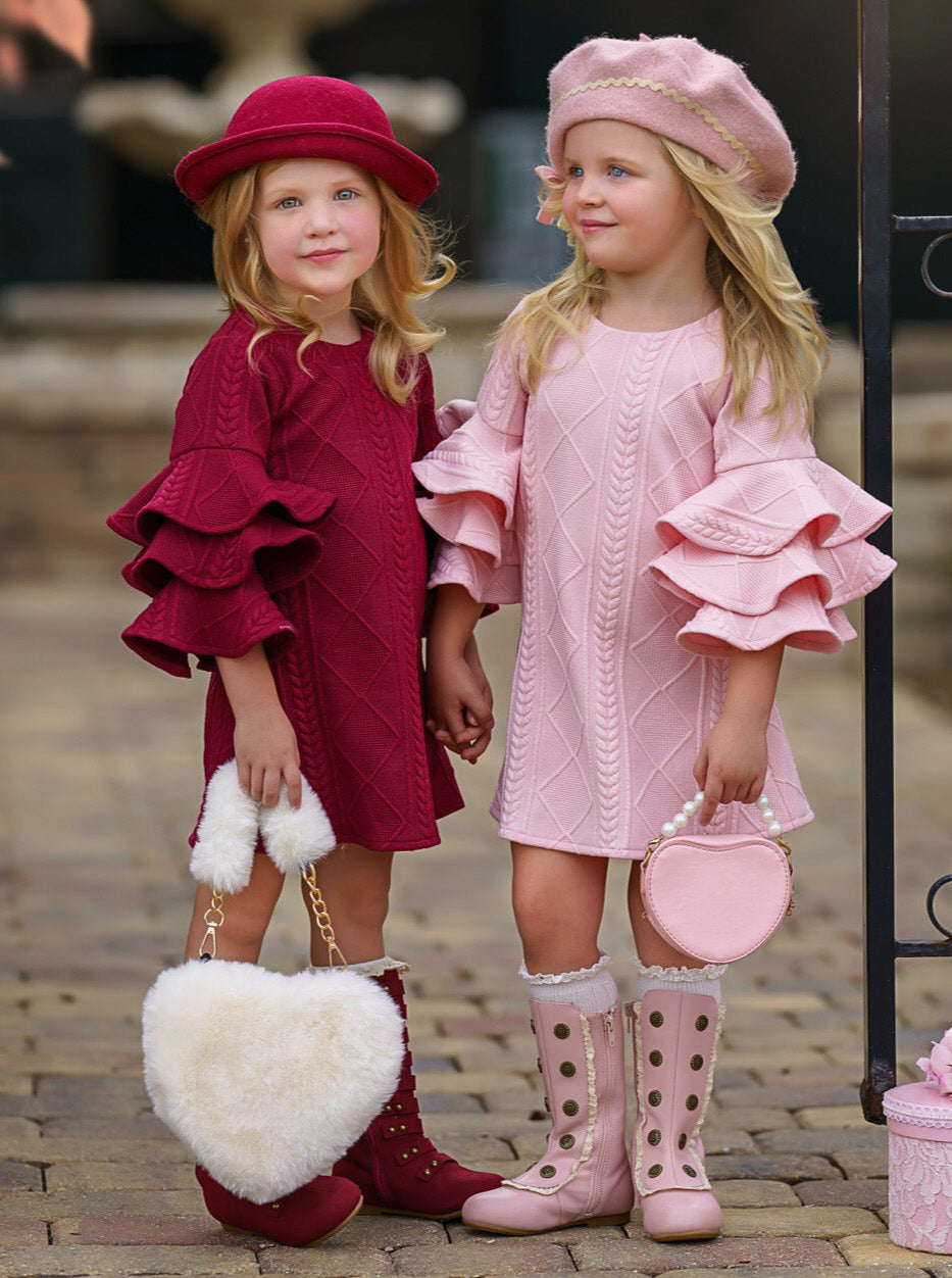 Best Pick Burgundy Tiered Sleeve Dress