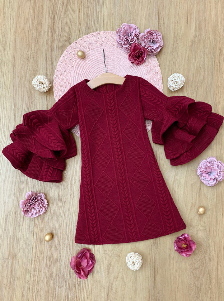 Best Pick Burgundy Tiered Sleeve Dress