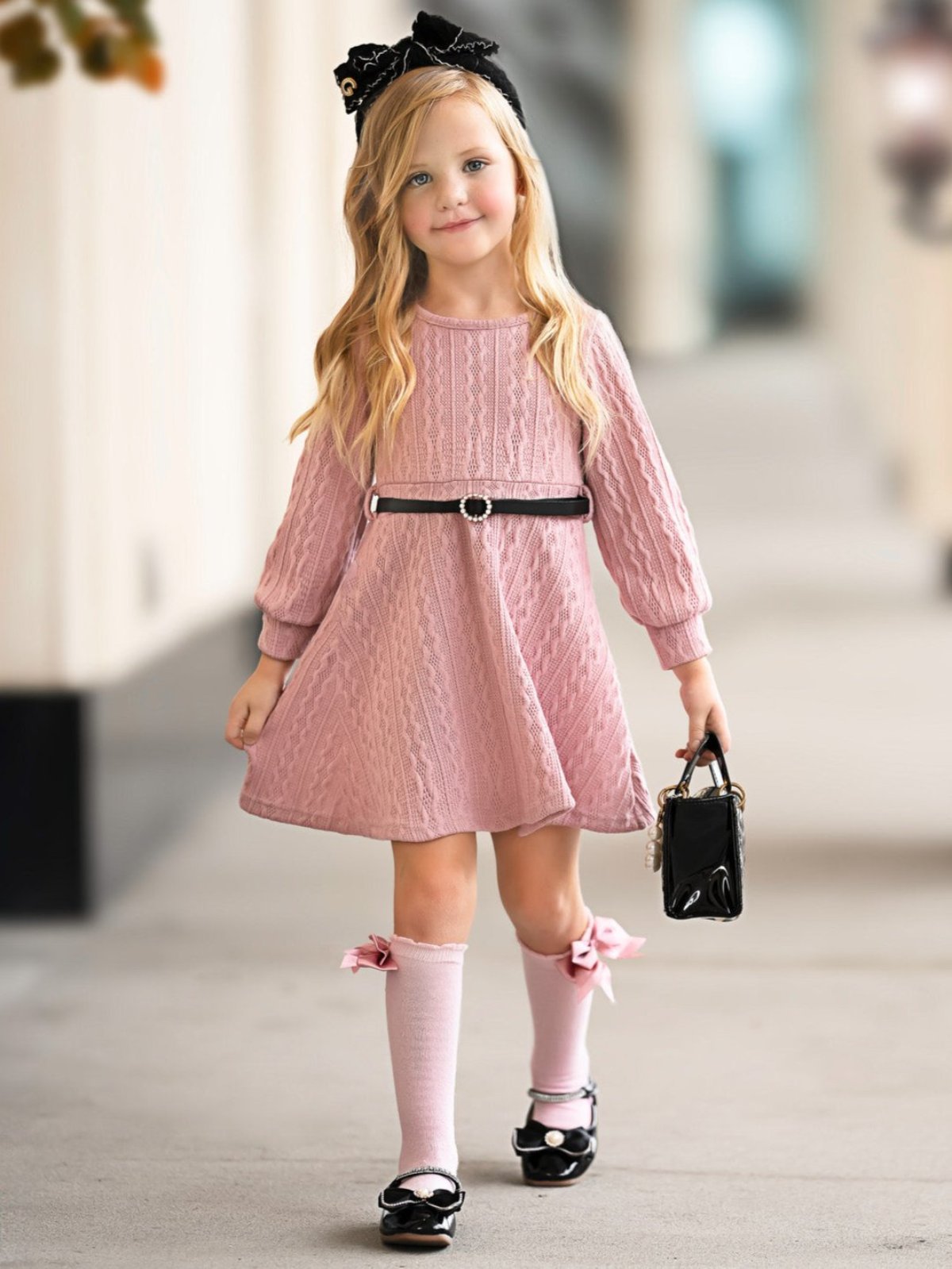 Pink cable knit sweater dress best sale