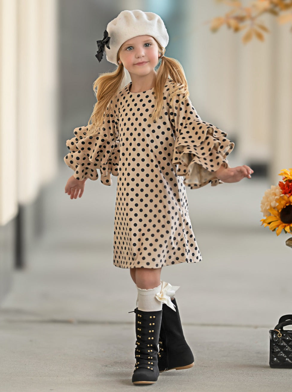 Best Pick Polka Dot Tiered Sleeve Dress