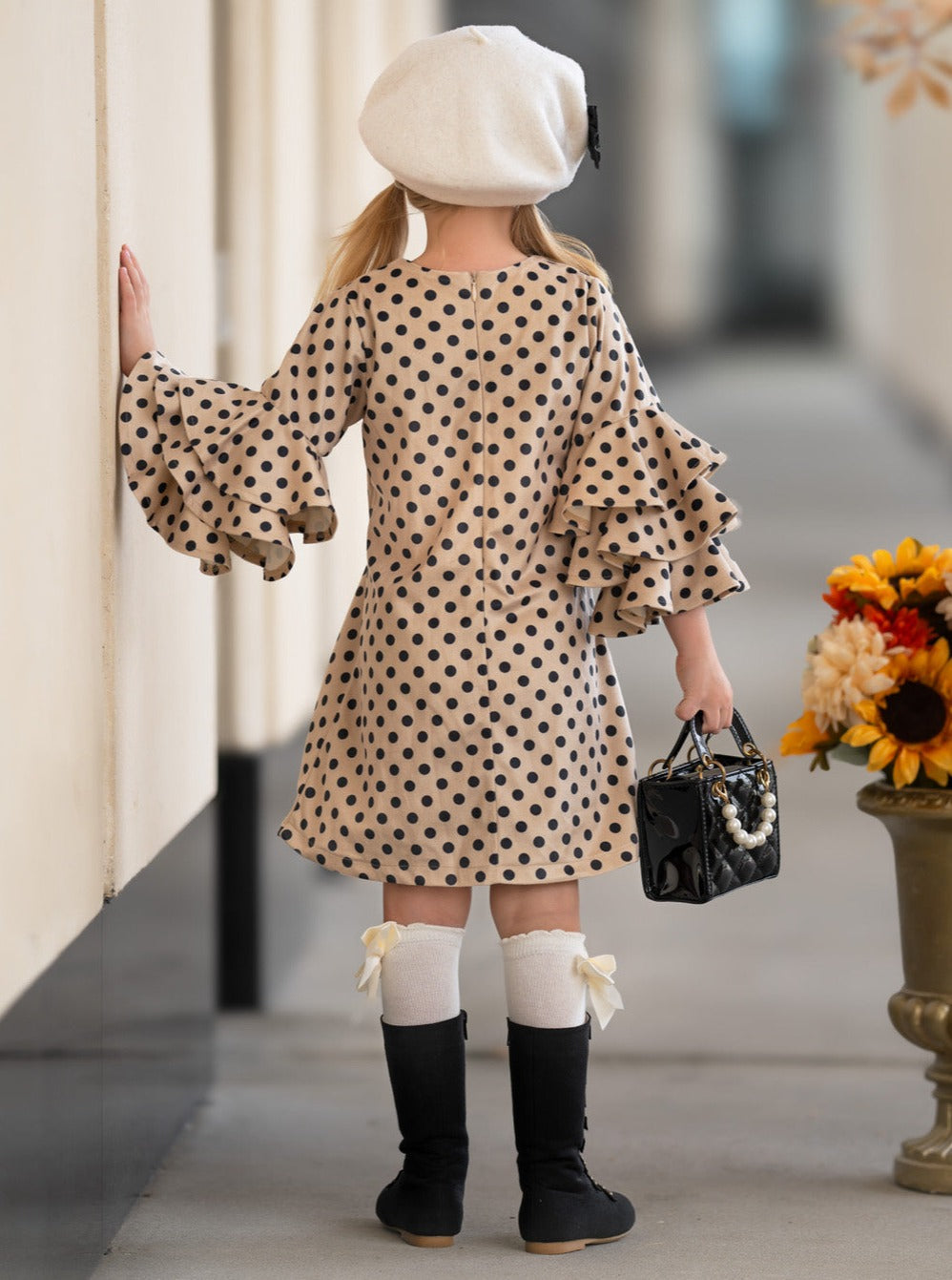 Best Pick Polka Dot Tiered Sleeve Dress