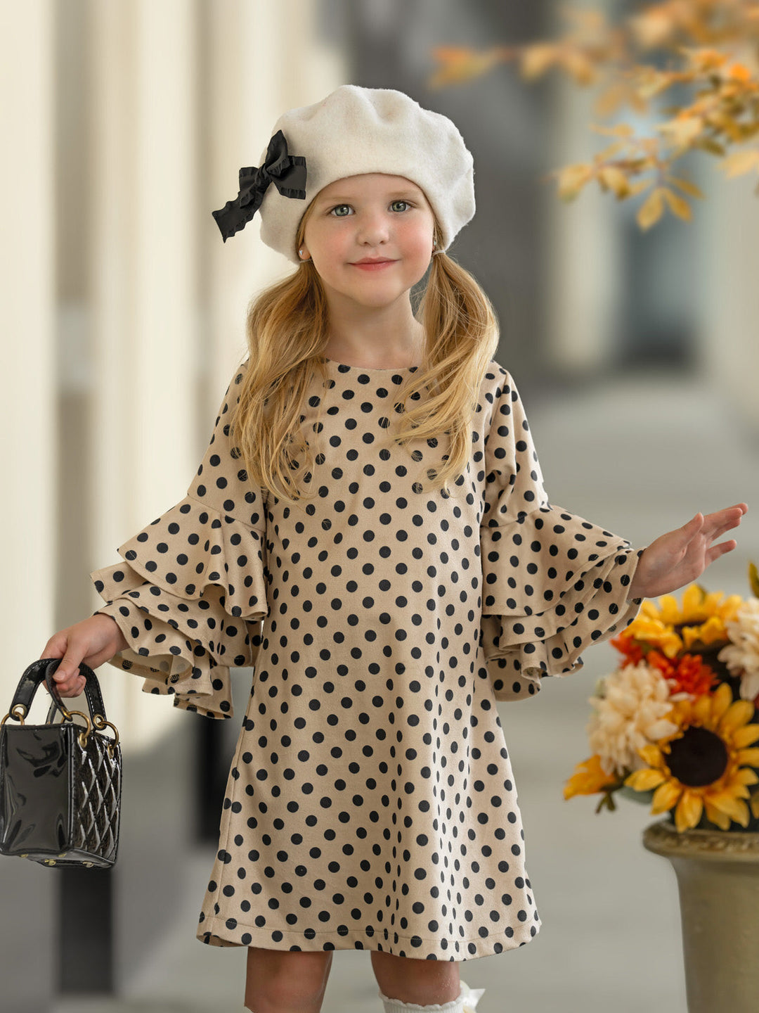 Best Pick Polka Dot Tiered Sleeve Dress