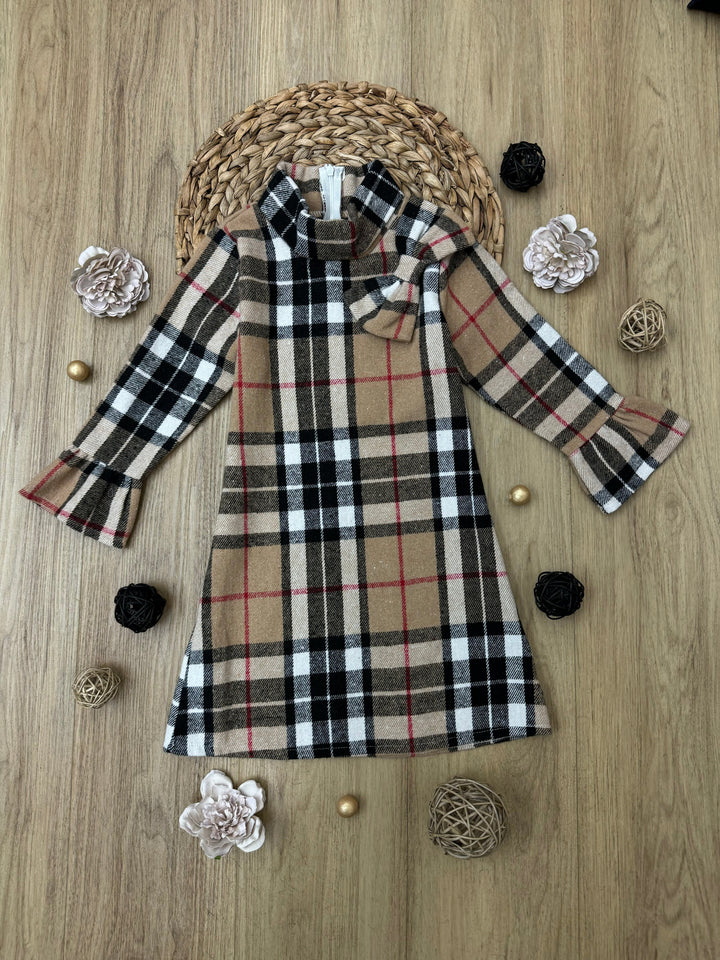 Classic Plaid Long Sleeve Shift Dress