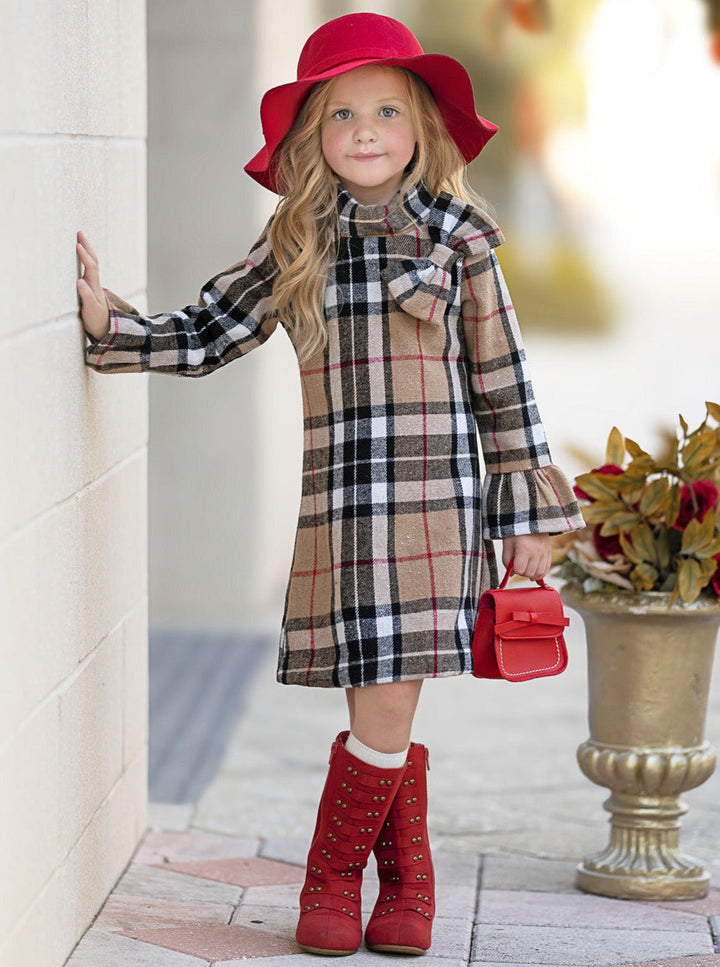 Classic Plaid Long Sleeve Shift Dress