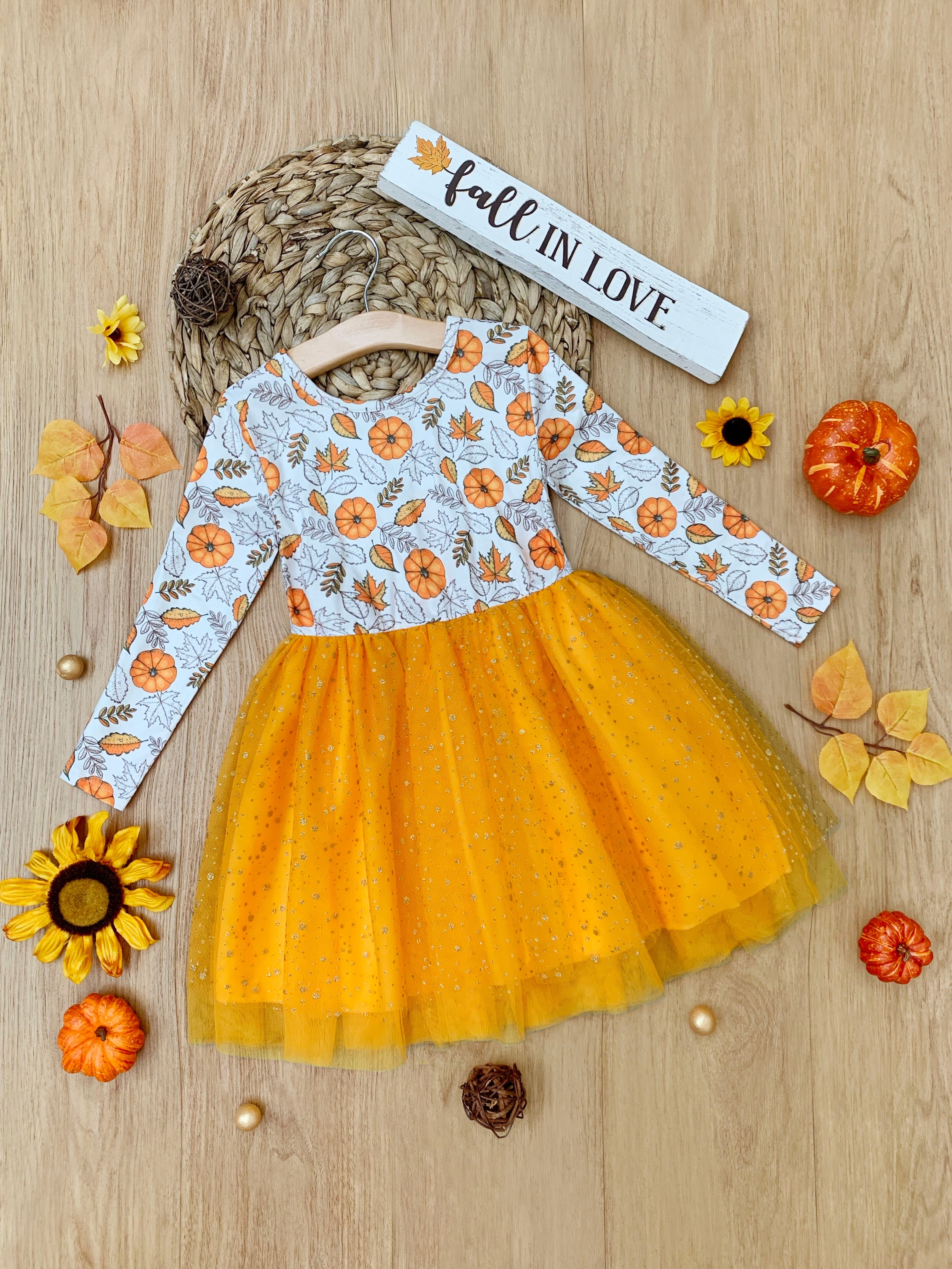 Girls Fall Dress Fall Sparkle Tutu Dress Girls Clothing Boutique Orange 6Y