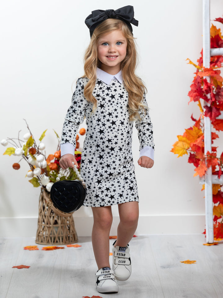 Weißes Kleid mit Stellar Star-Kragen von Kids Couture