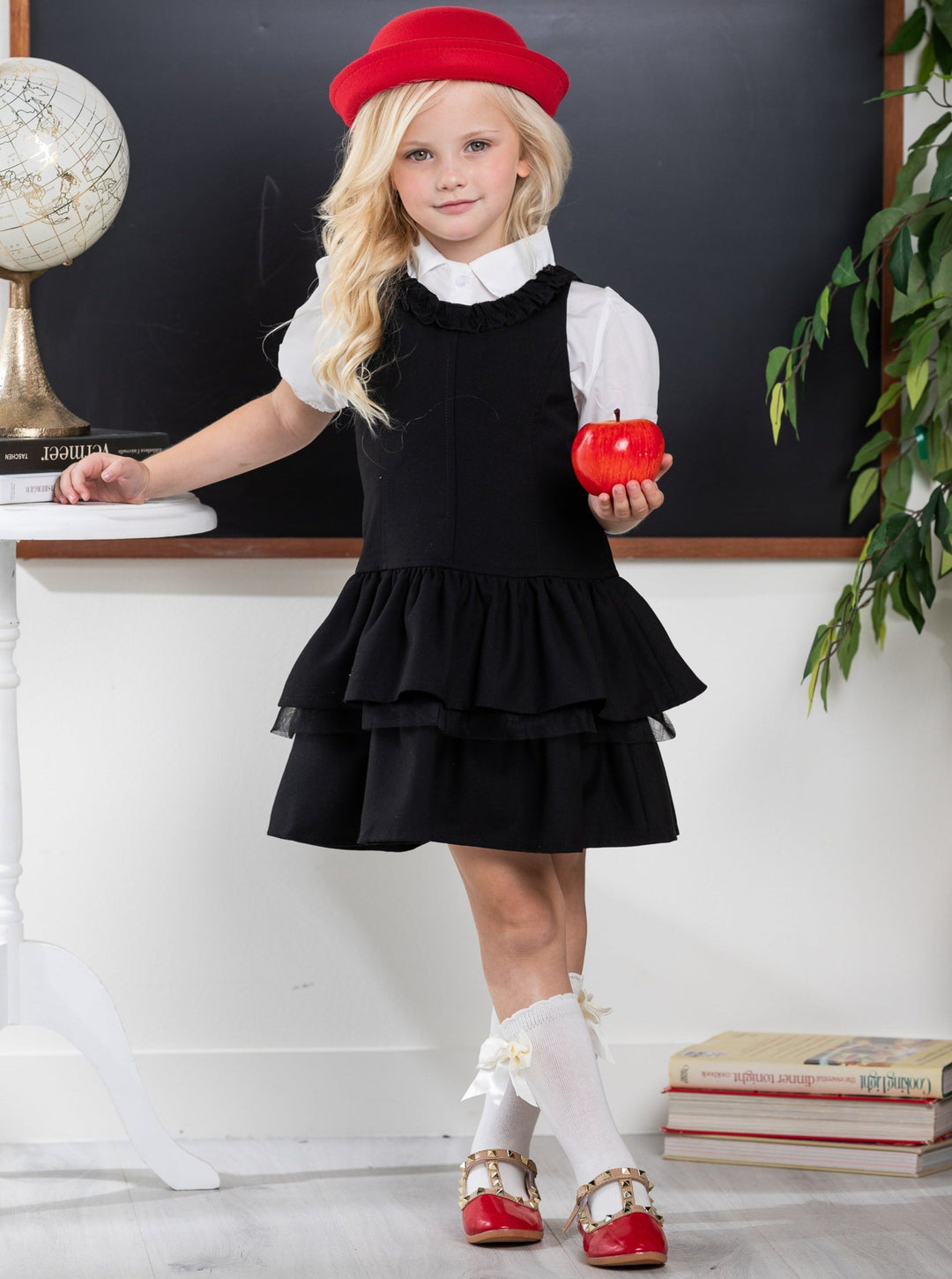 Black Tiered Girls Uniform Dress by Kids Couture