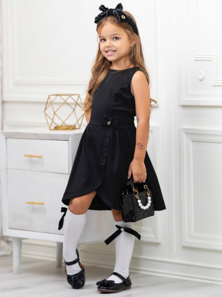 Schwarzes Uniformkleid mit Tulpensaum für Mädchen von Kids Couture