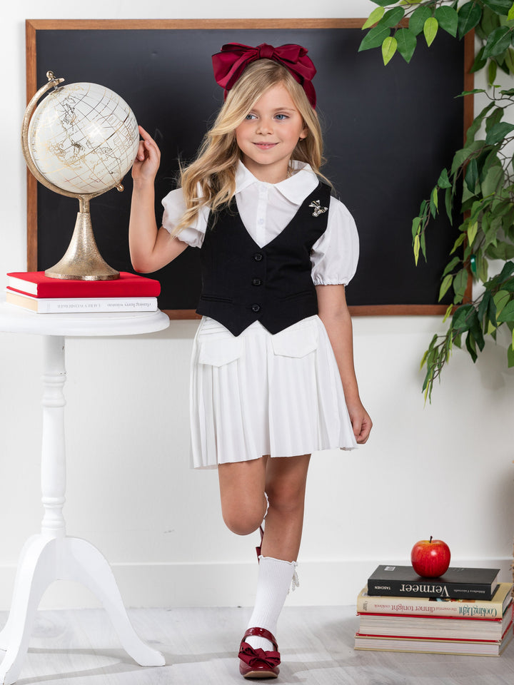 Classic Black Girls Bow Pin Vest by Kids Couture