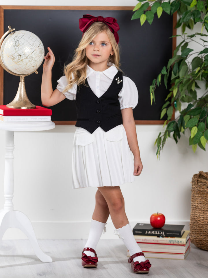 Classic Black Girls Bow Pin Vest by Kids Couture