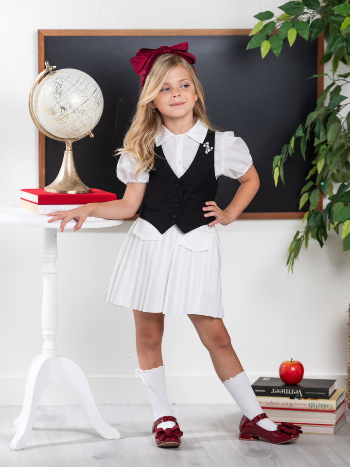 Classic Black Girls Bow Pin Vest by Kids Couture