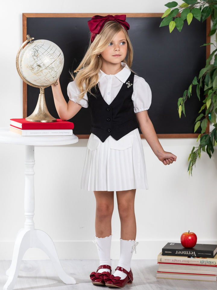 Classic Black Girls Bow Pin Vest by Kids Couture