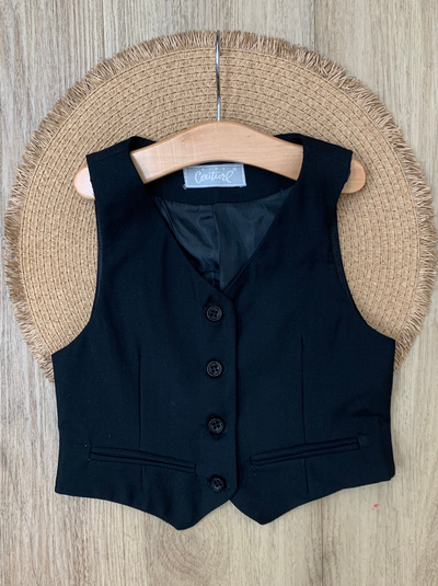 Classic Black Girls Vest by Kids Couture