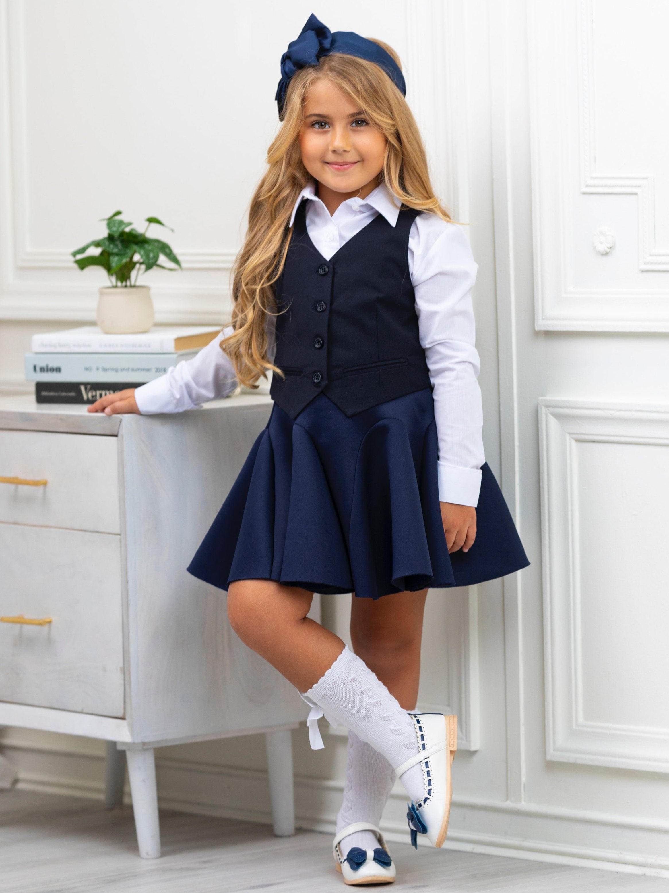 Girls navy vest hotsell