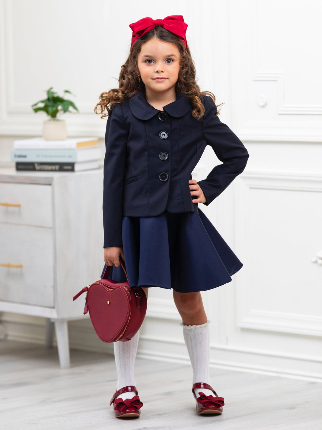 Refined Peter Pan Collar Navy Blazer by Kids Couture