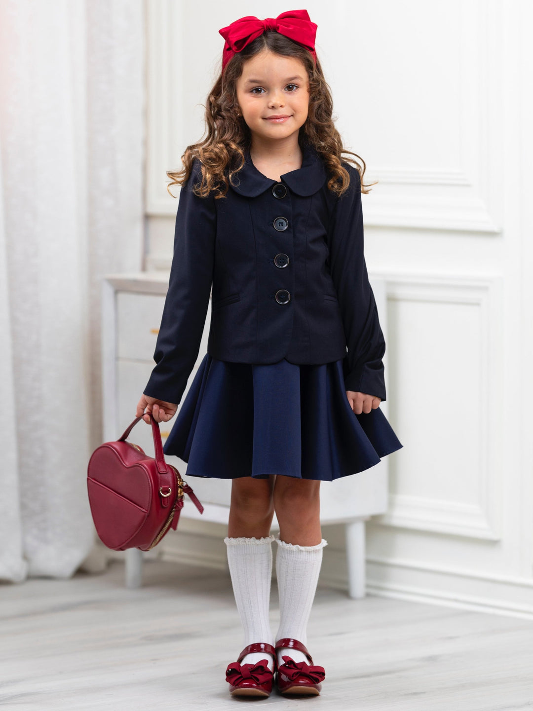 Refined Peter Pan Collar Navy Blazer by Kids Couture