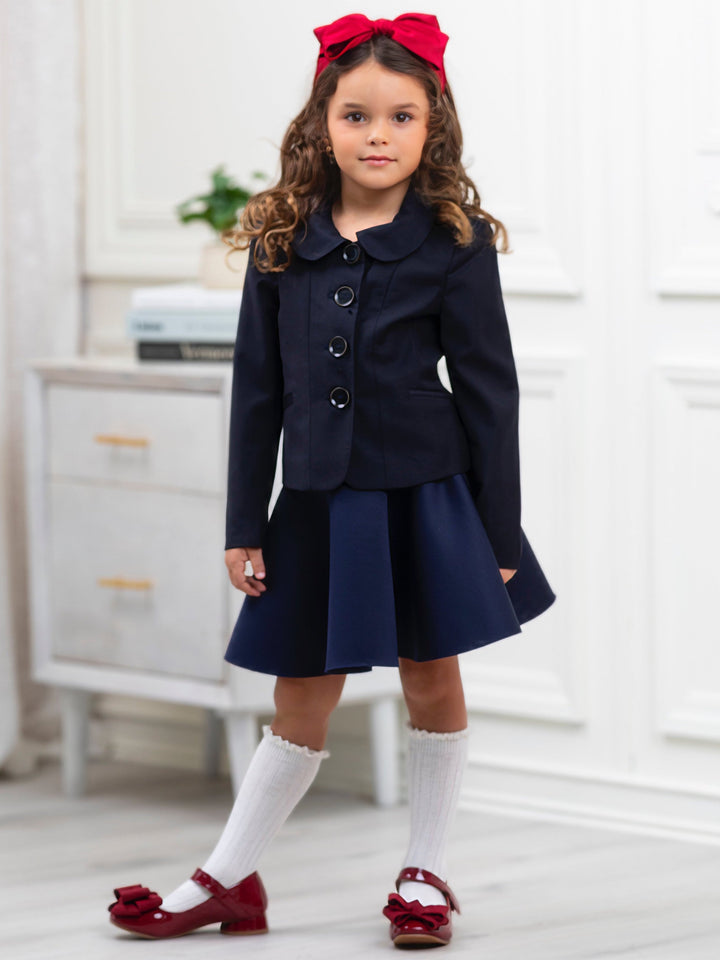 Refined Peter Pan Collar Navy Blazer by Kids Couture