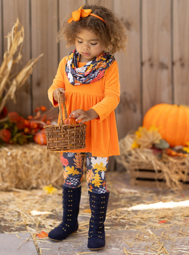 Mia Belle Girls Fall Tunic, Scarf & Leggings Set | Girls Clothing