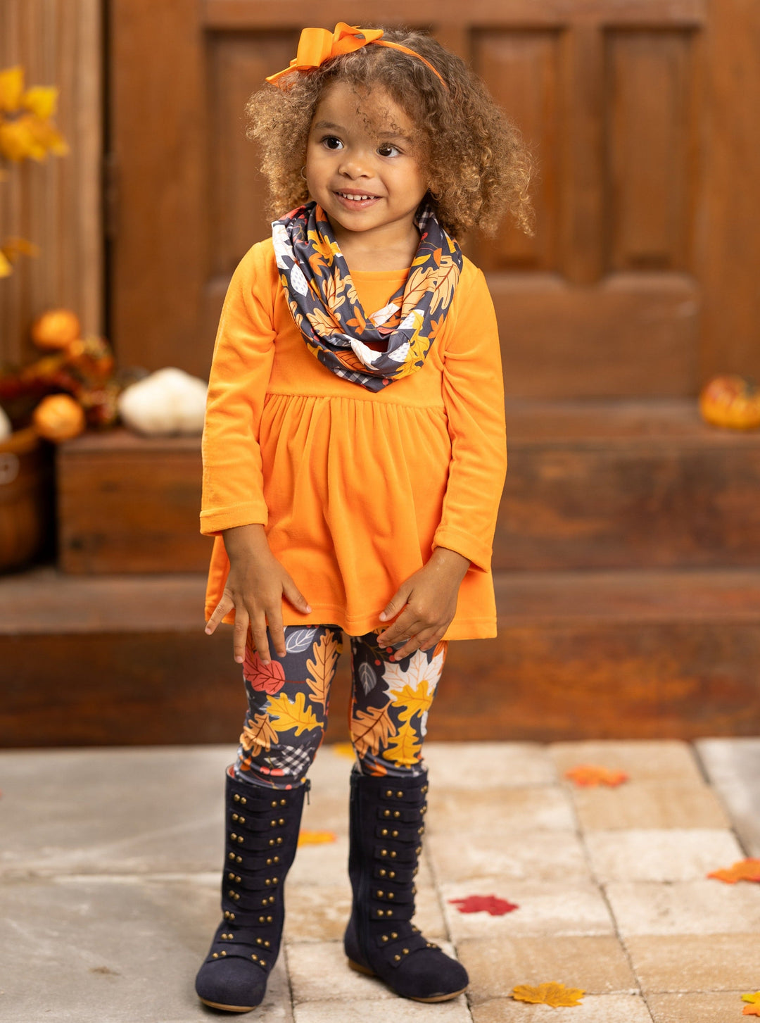 Mia Belle Girls Fall Tunic, Scarf & Leggings Set | Girls Clothing