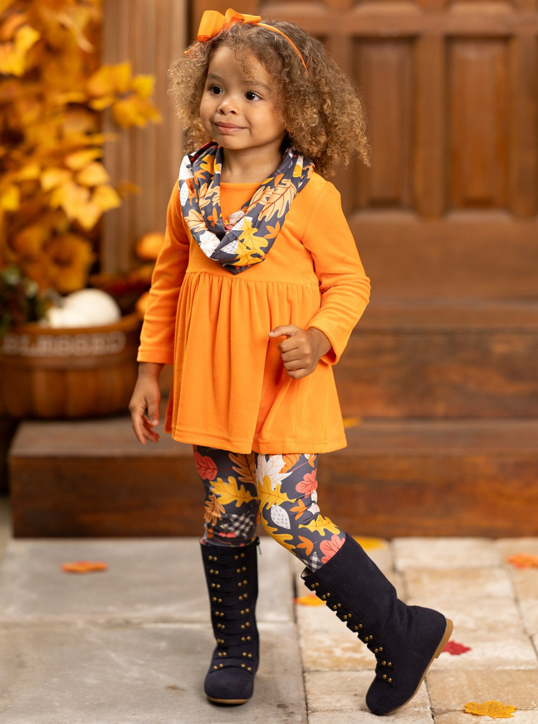 Mia Belle Girls Fall Tunic, Scarf & Leggings Set | Girls Clothing