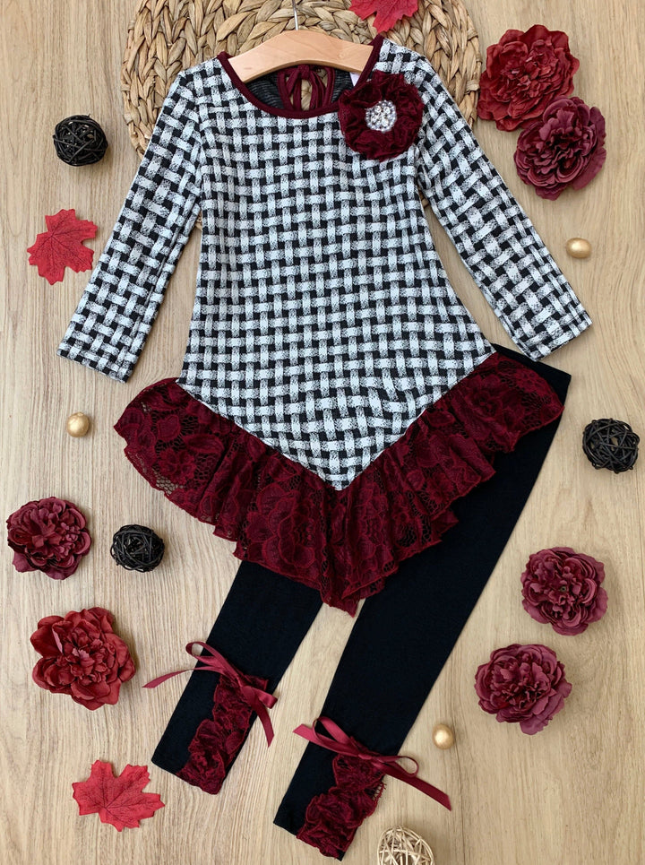 Preppy Chic Sets | Braided Plaid Tunic & Legging Set | Mia Belle Girls