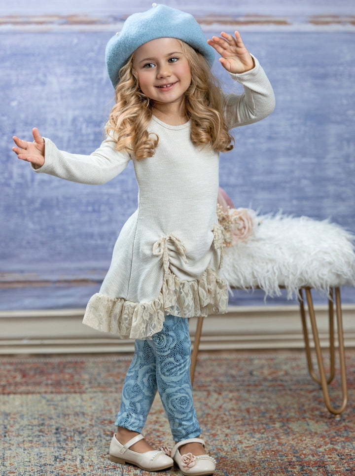 Girls Cute Fall |  Shiny Rose Tunic & Legging Set - Mia Belle Girls