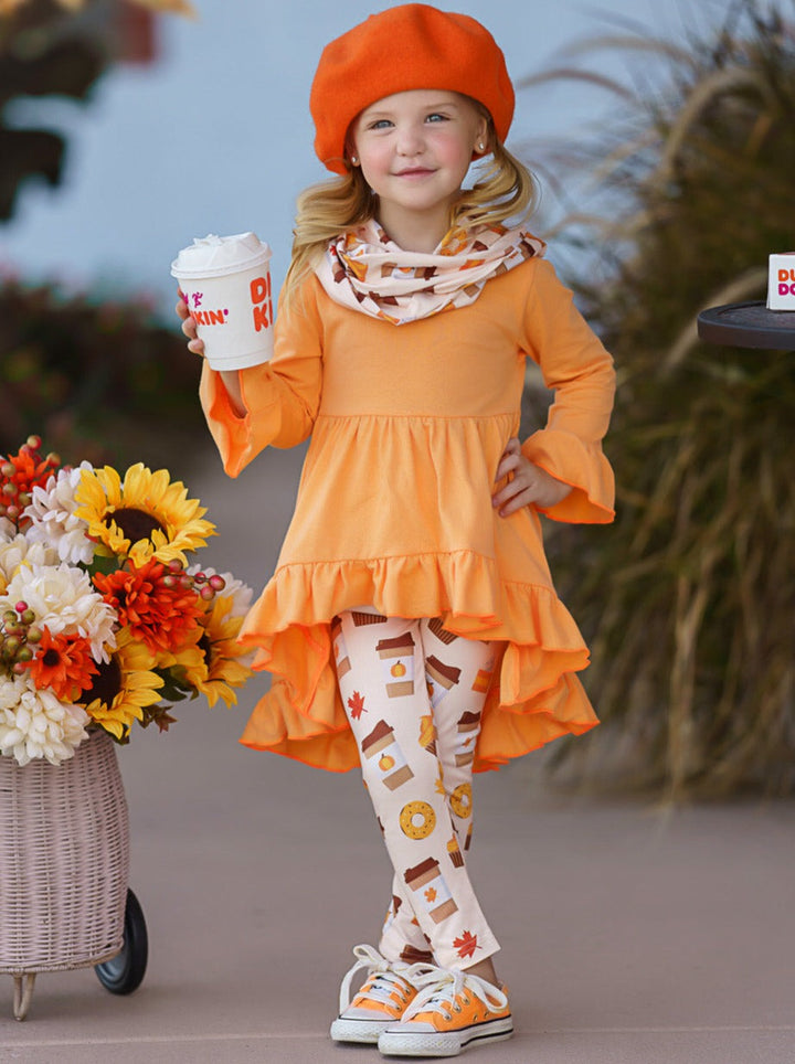 Girls Everyday Fall | Ruffle Tunic Legging Scarf Set - Mia Belle Girls