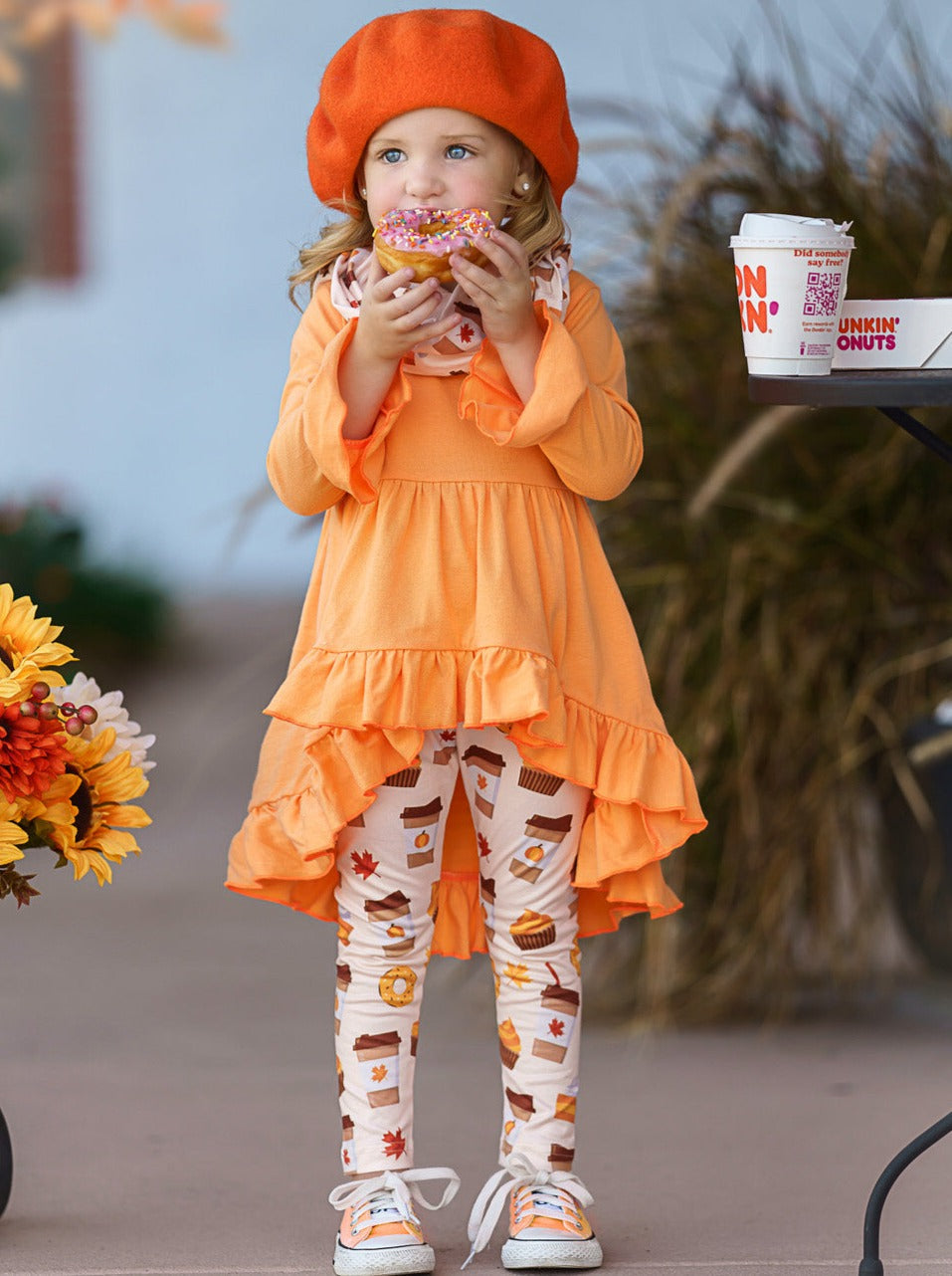 Girls Everyday Fall | Ruffle Tunic Legging Scarf Set - Mia Belle Girls