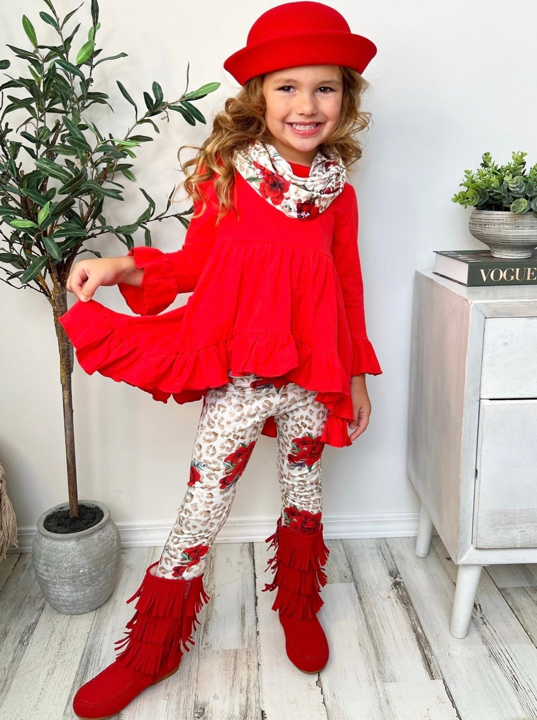 Girls Everyday Fall | Animal Print Legging Scarf Set - Mia Belle Girls