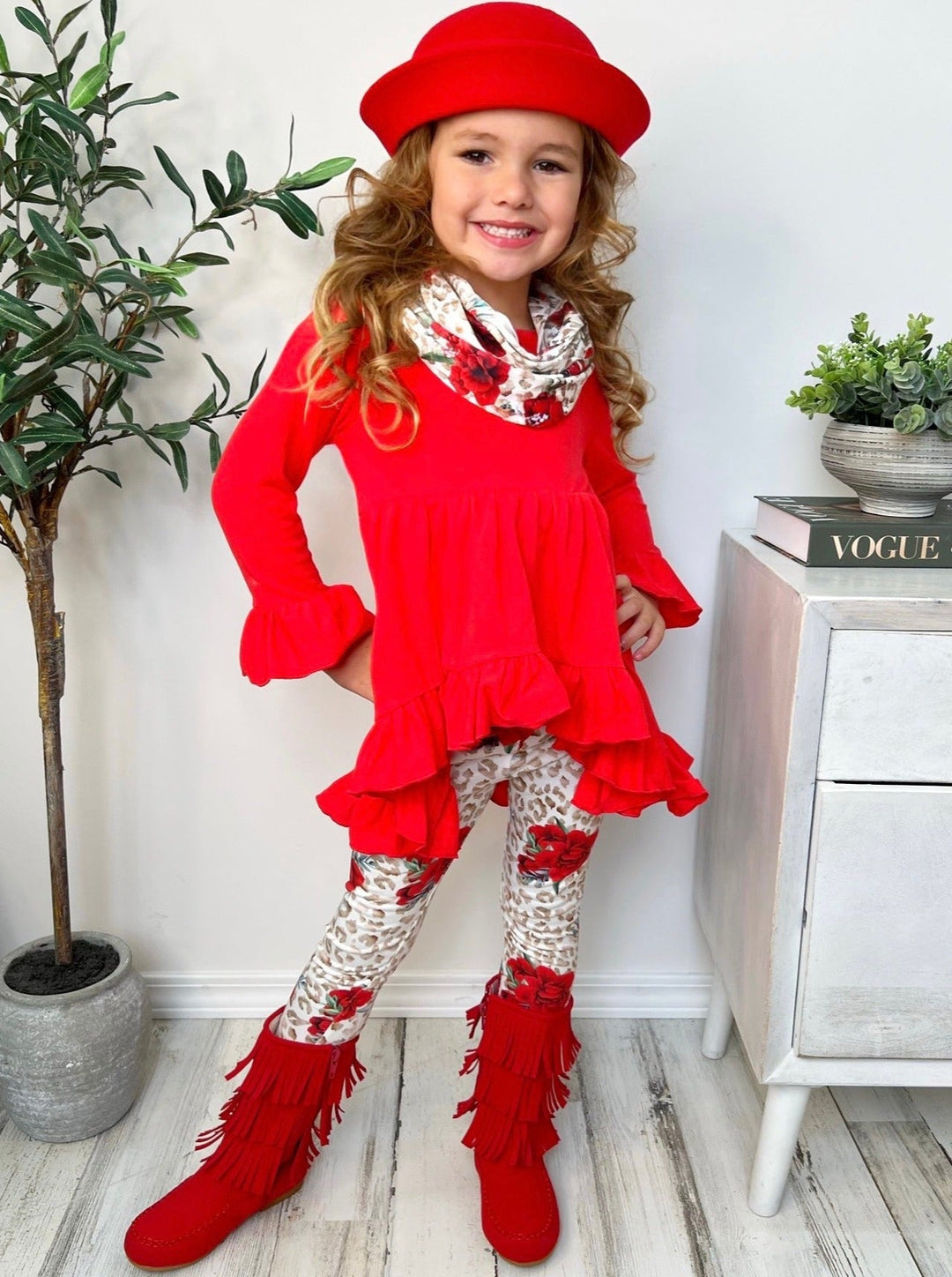 Girls Everyday Fall | Animal Print Legging Scarf Set - Mia Belle Girls