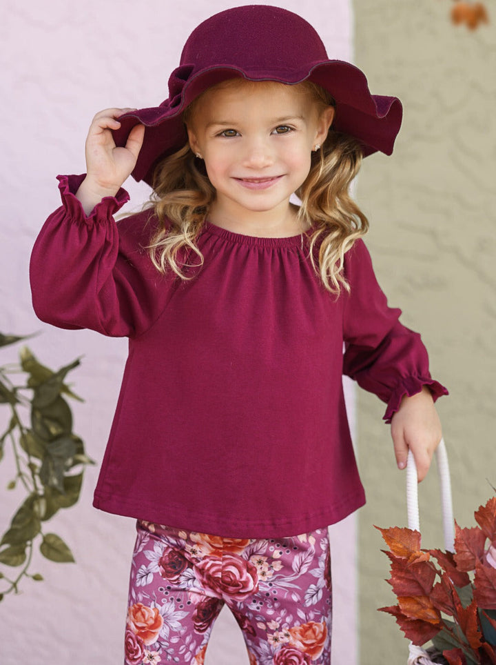 Little Girls Fall Outfits | Floral Bell Bottom Set | Girls Boutique